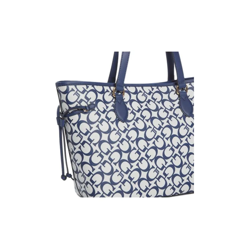 GUESS Artificial Leather Tote Bag, Shopping Bag, Handbag Women's Blue & White-4