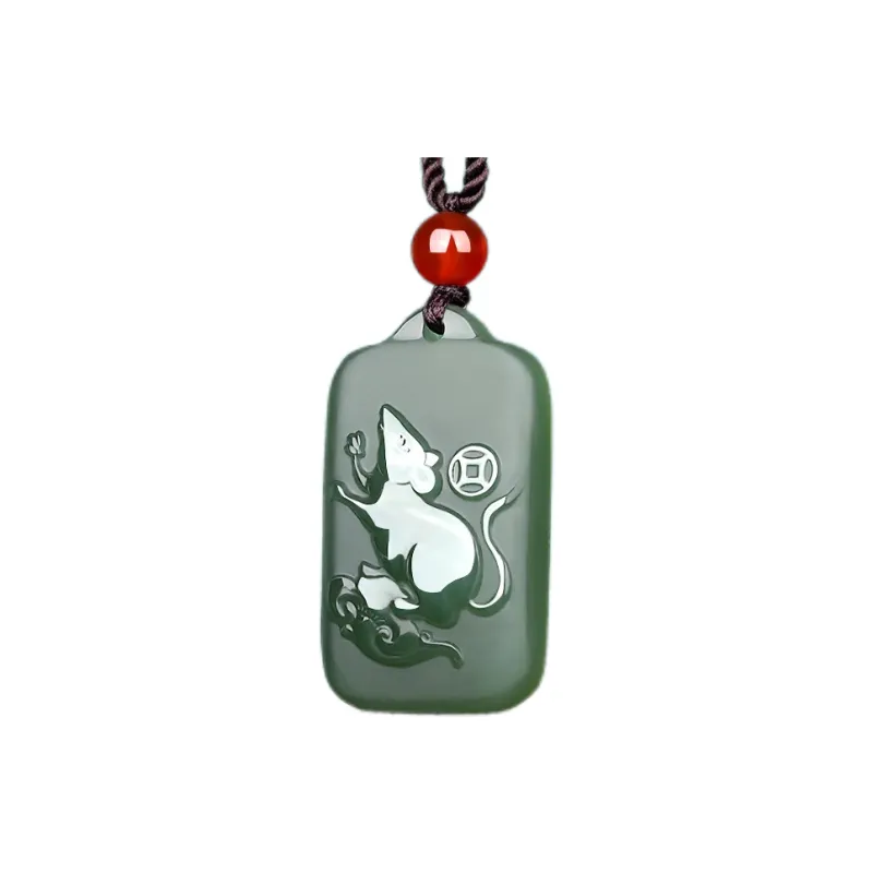 Liu Jinfu Hetian Jade Pendants Green Jade Unisex-0