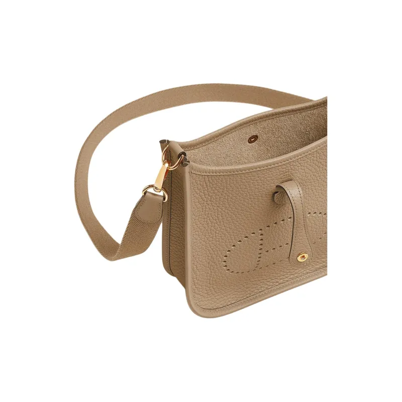 HERMES Evelyne Clemence Bullock Leather Shoulder Bag Women's Trench Coat Beige-3