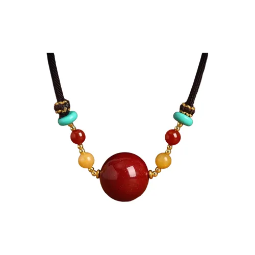 The Thousand Seals Family Cinnabar Original Design Collarbone Chain Necklace Unisex