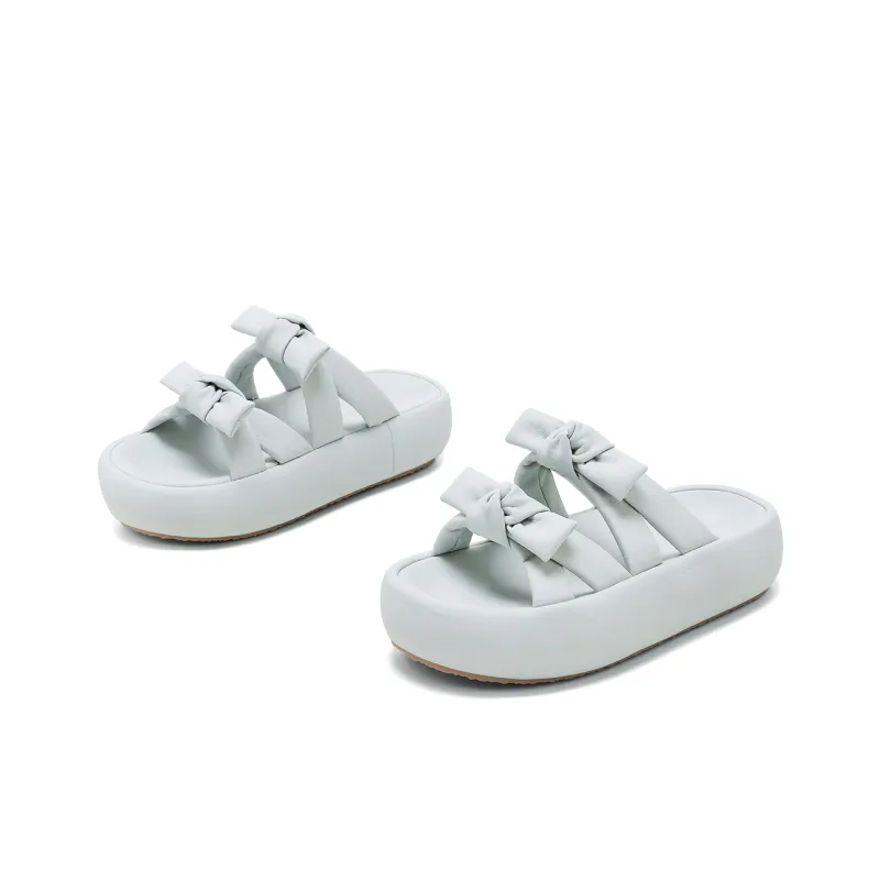 C°BANNER Rubber Sole Leather Patchwork Slide Slippers Women's-14