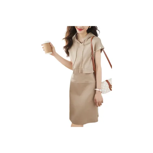 Mo Han Yi Mei Short Sleeved Dress Women's Khaki