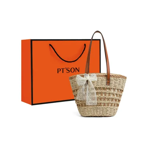 PT'SON Synthetic Leather Portable Underarm Shoulder Bag Women's Ecru