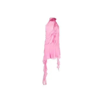 Blumarine Ruffled Halterneck Silk Minidress