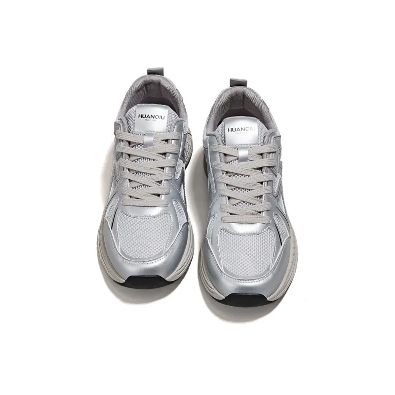 HUANQIU Slip Resistant, Balance, Lightweight Low Top Casual Shoes Men's Silver-4