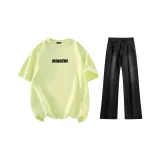 Lime Green+Black Gray Jeans