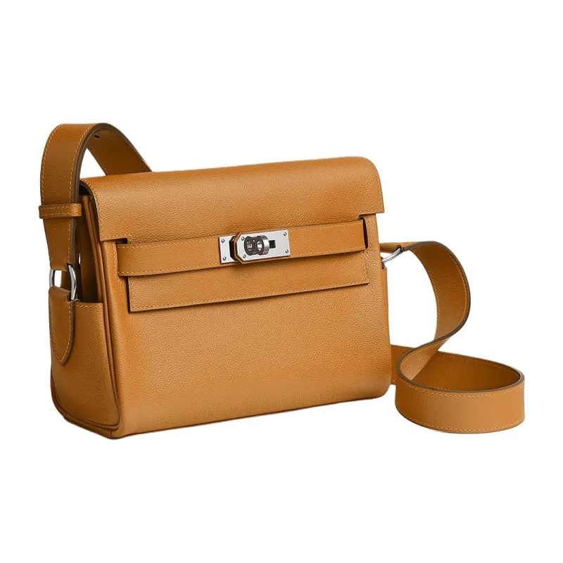HERMES Kelly Evercolor Calfskin Shoulder Bag Small Size Women's 28 Caramel-1