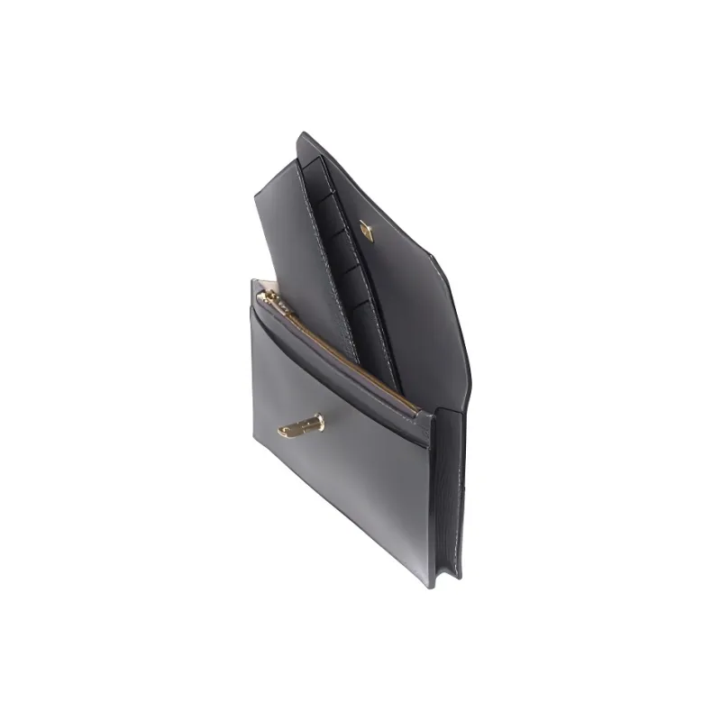 Valextra Pocket Cow Leather Wallet Women's Haze Gray Color-2