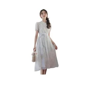 Flowers In Water Short Sleeved Dress Women's