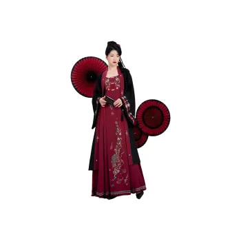 Weaving Division Hanfu Women's Two Piece Set Purple Hyacinth Coat+Horse Face Dress