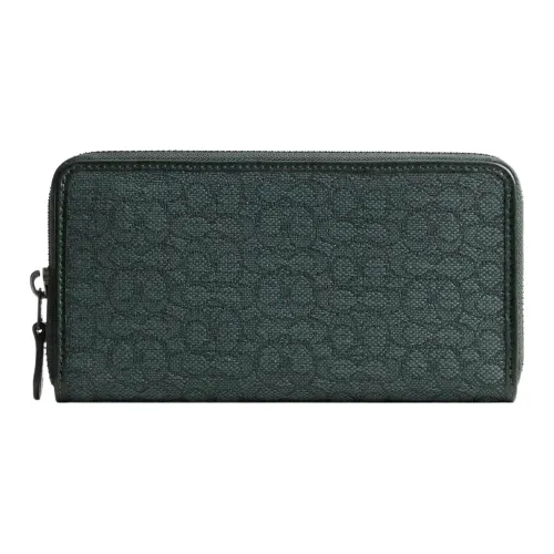 COACH Accordion Wallet Jacquard With Calfskin Wallet Small Size Men's Green