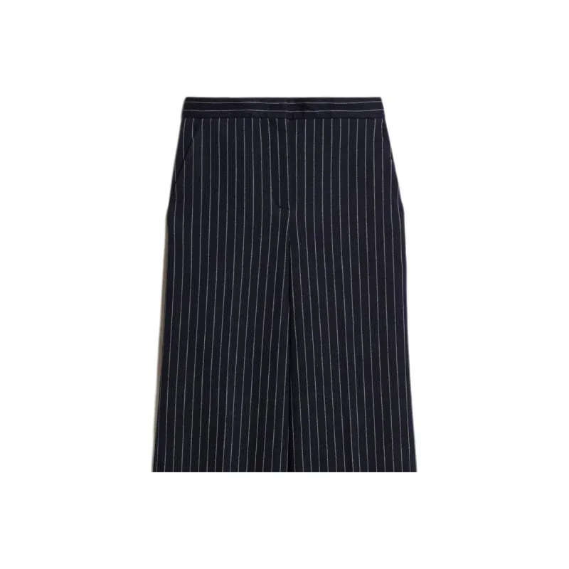 MaxMara Benito Collection Cotton Cashmere And Silk Palazzo Trousers Casual Pants Women's Dark Blue-4