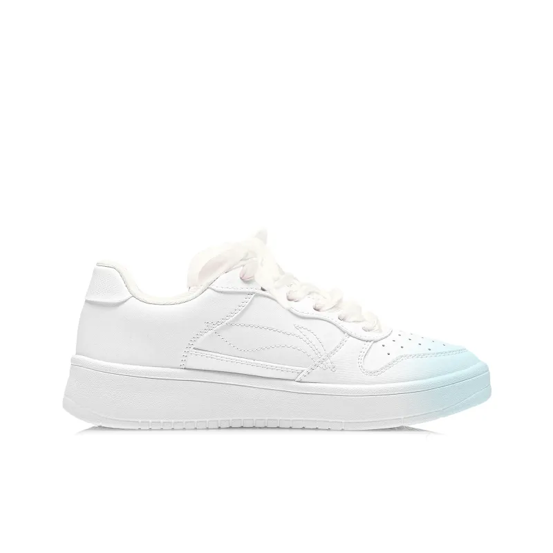 LiNing Pontoon Boats Coverage Slip Resistant And Breathable Low Top Skateboard Shoes Women's Blue White-1