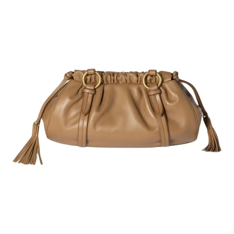 MIU MIU Joie Lambskin Shoulder Bag Small Size Women's Caramel-3