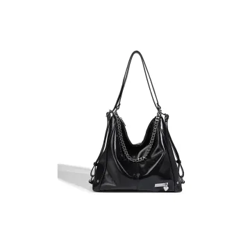 SHORT HAIR GIRL PU Shoulder Bag Tote Backpack Women's Black