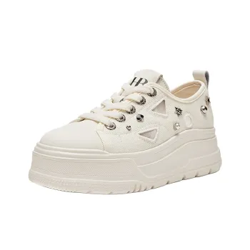HR Breathable Height Increase Low Top Skateboard Shoes Women's White
