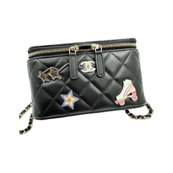 CHANEL Sheepskin Box Bag, Shoulder Bag, Crossbody Bag Trumpets Women's Black