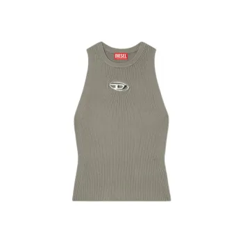 DIESEL M Caddix Logo Plaque Ribbed Knit Top