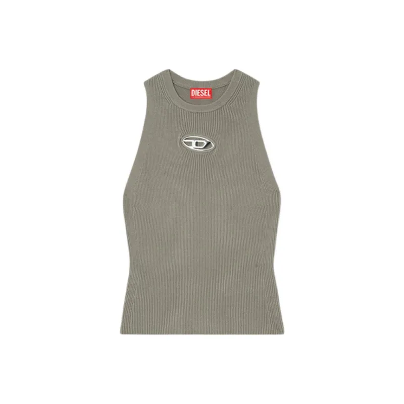 DIESEL M Caddix Logo Plaque Ribbed Knit Top-0
