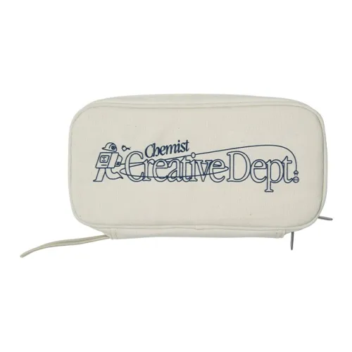 CHEMIST CREATIONS Cotton Stationery Storage Bag Clutch Unisex Milk White