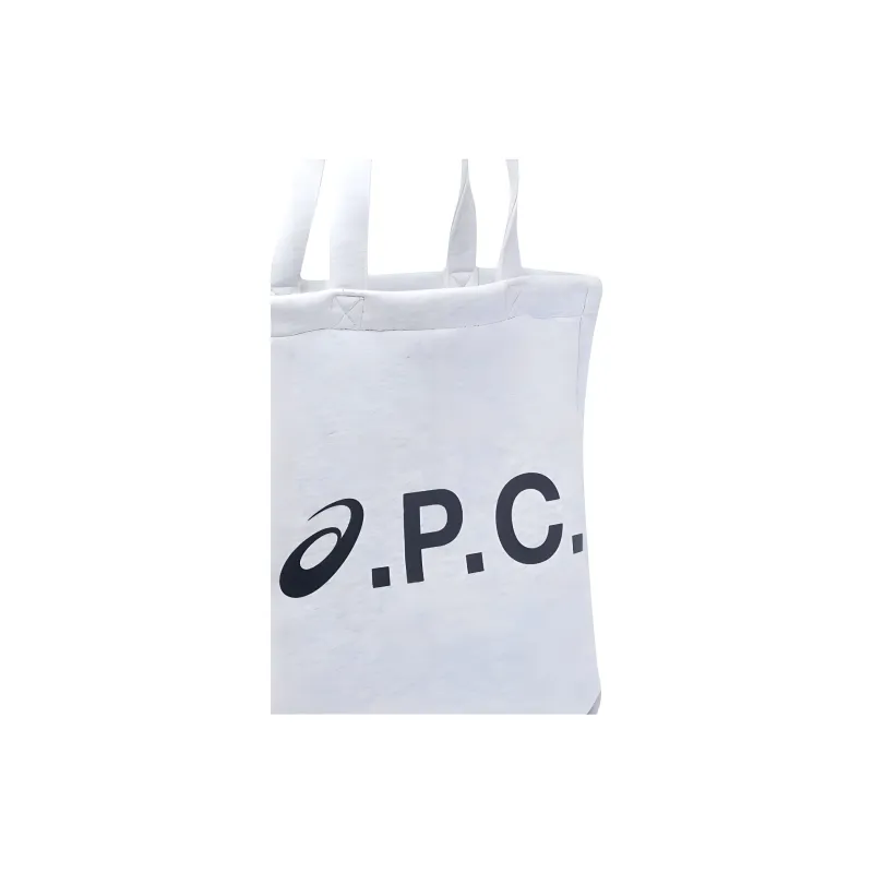 A.P.C × Asics Collaboration Cotton Tote Bag, Shopping Bag, Shoulder Bag Women's Light Gray-4