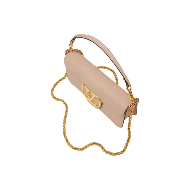 Valentino Buffalo Leather One Shoulder Handbag Women's Nude Pink-4