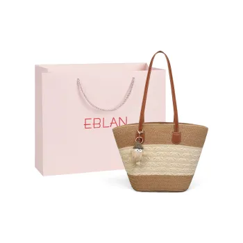 EBLAN Polyester Shoulder Bag Regular Women's Khaki & White