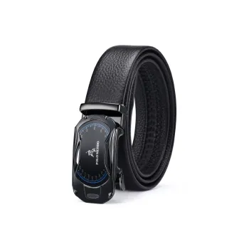 POLOMEISDO Top Grain Cow Leather Automatic Buckle Premium Individual Trendy Minimalist Style Belt Men's 3.5CM