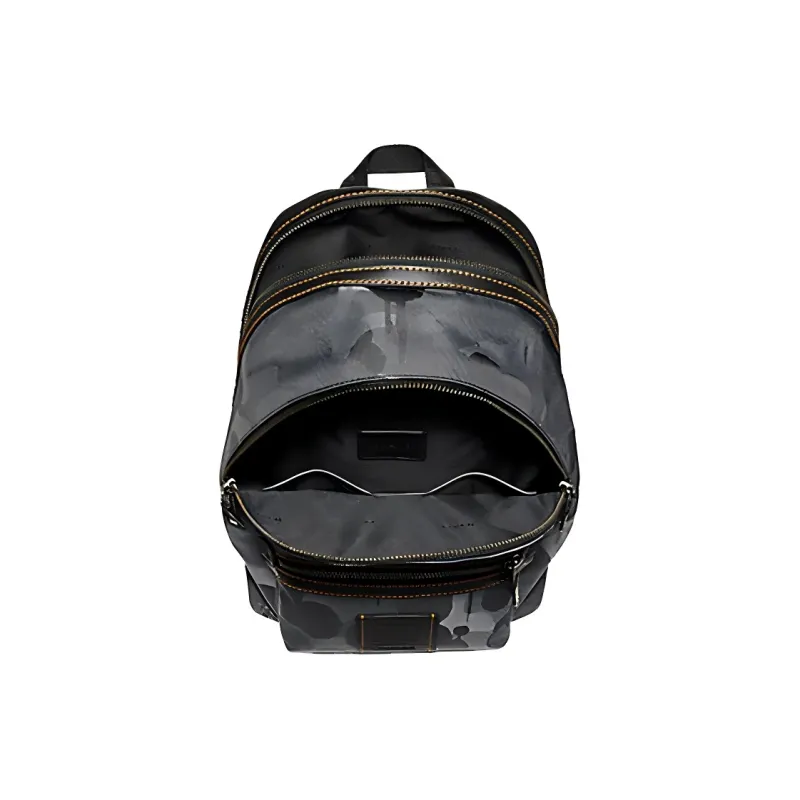 COACH Canvas Leather Backpack Large Size Men's Camouflage Gray-1