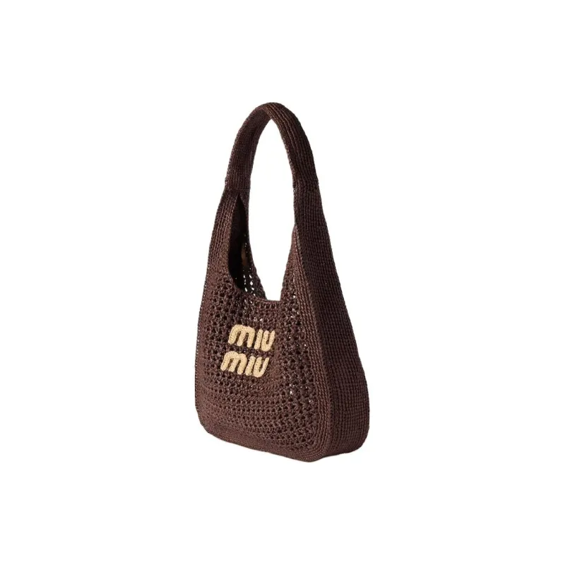 MIU MIU Woven HOBO Shoulder Bag Women's Cocoa Brown-1