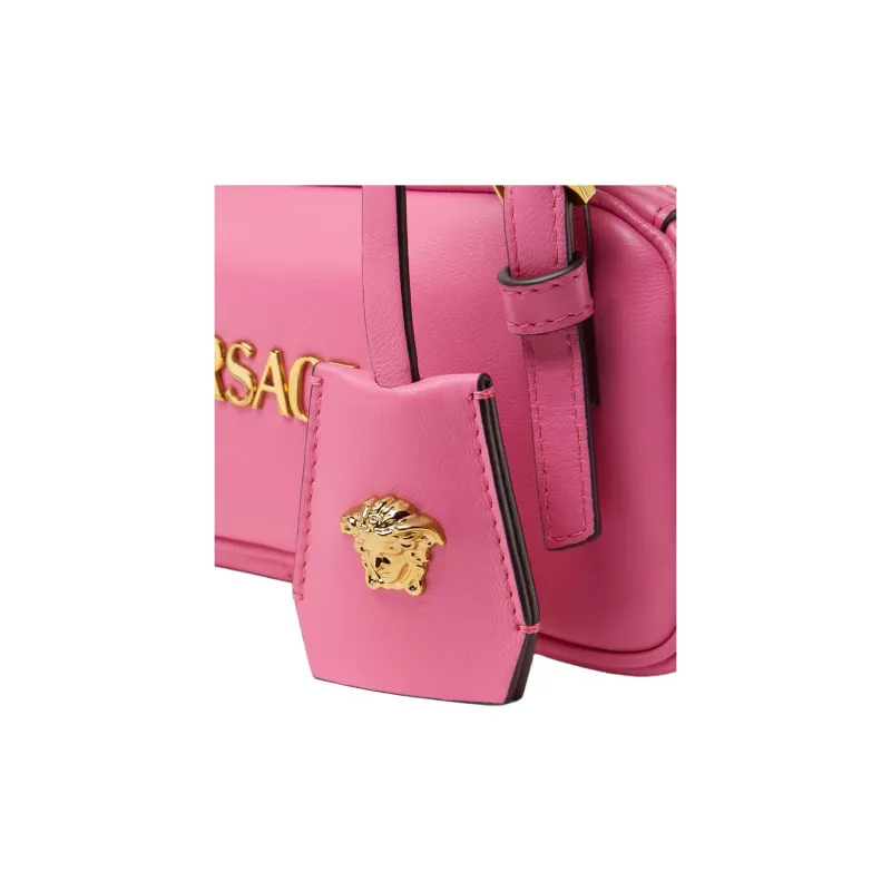 VERSACE Tag Lambskin Bowling Bag, Shoulder Bag, Handbag Mini Women's Bright Pink-4
