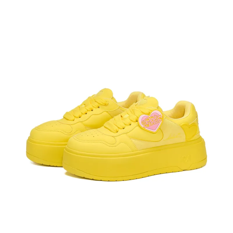PINK AMOR Height Increasing Low Top Skateboard Shoes Unisex Yellow-1