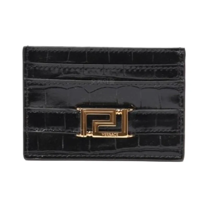 VERSACE Leather Card Holder Men's Black-0