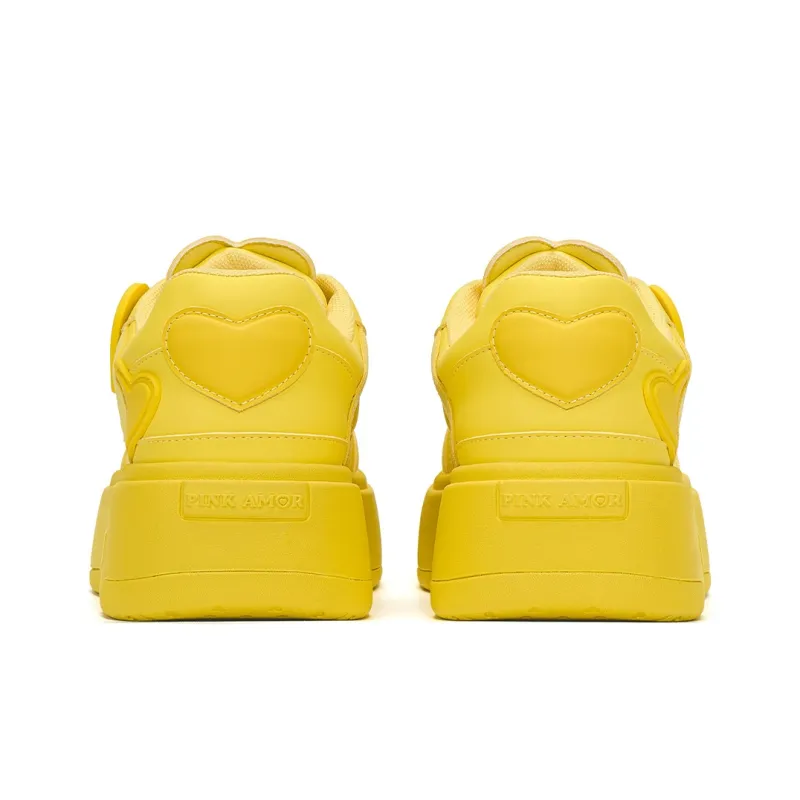 PINK AMOR Height Increasing Low Top Skateboard Shoes Unisex Yellow-3