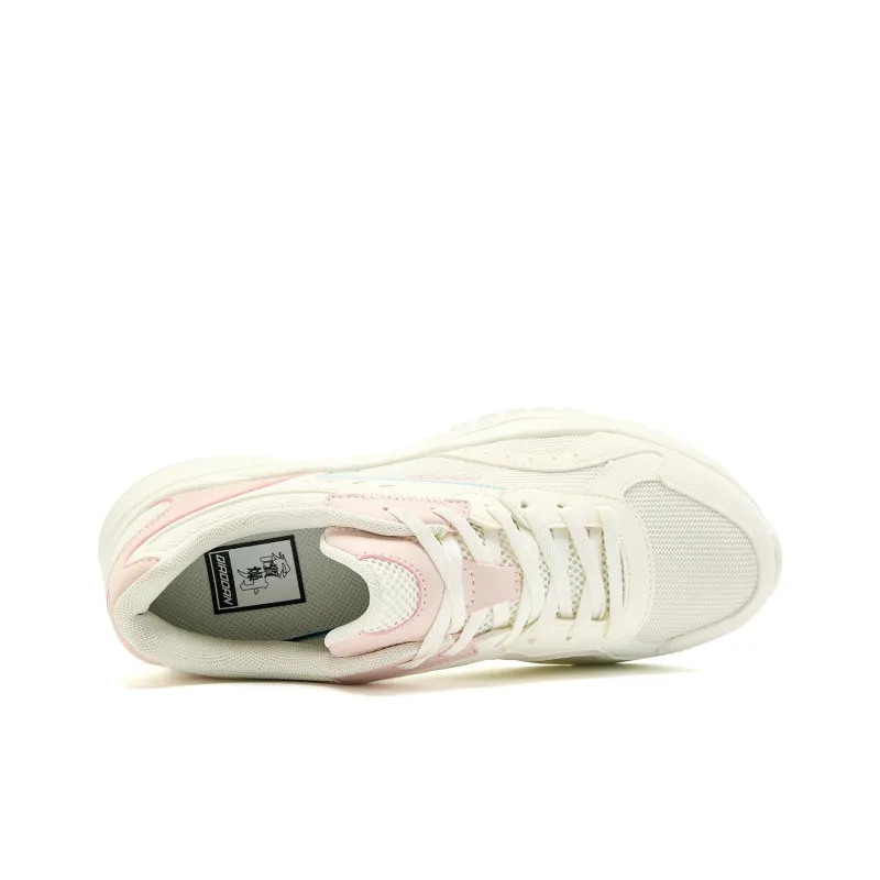 QIAODAN Anti Slip Wear Resistant Low Top Casual Shoes Women's White Pink-3