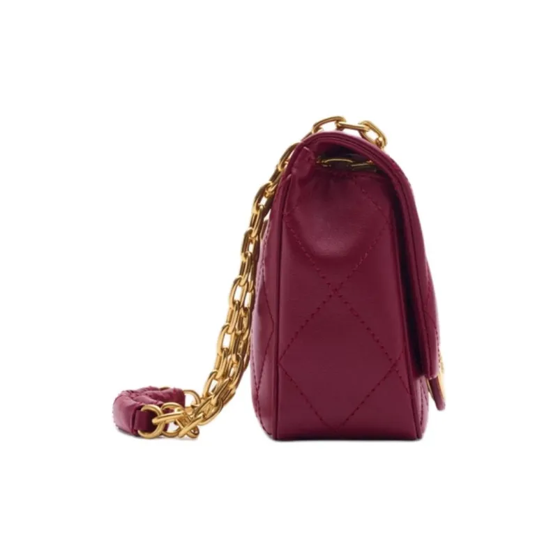 Burberry Cow Leather Shoulder Bag Trumpets Women's Red-2