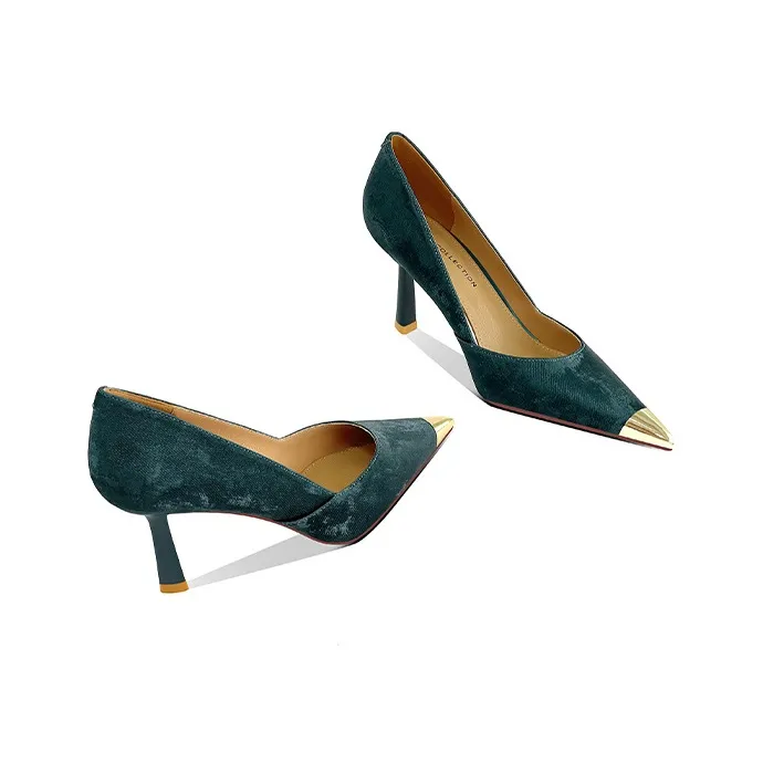 Lan Miao Slim Heel High Heels Women's Green-3
