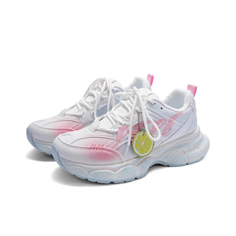 Pepe The Frog Chunky Sneakers Unisex Low Top Lazy Black/Cherry Blossom Pink-1