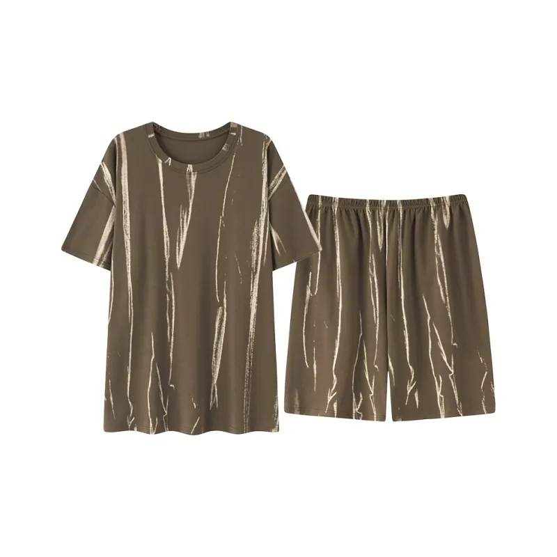 XIAFENYAN Pajama Set Men's Brown-0