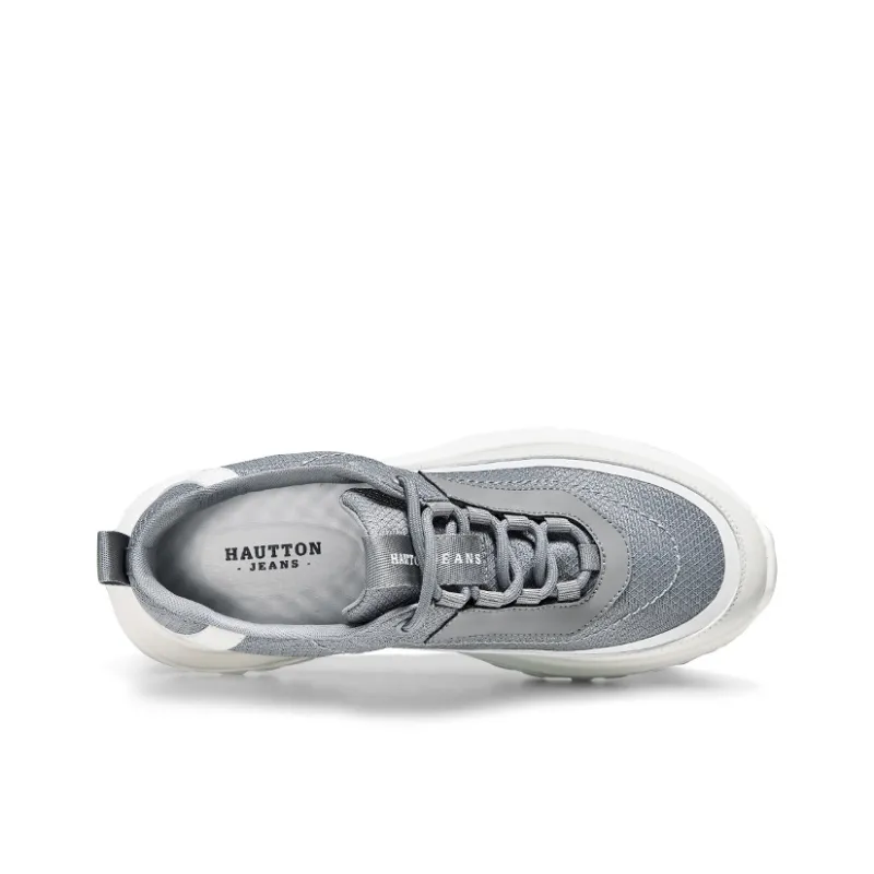 Hautton Jeans Breathable And Lightweight Low Top Casual Shoes Men's White Gray-3