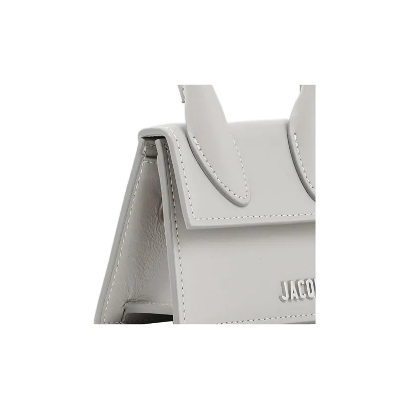 Jacquemus Cow Leather Handbag Women's Gray White-3