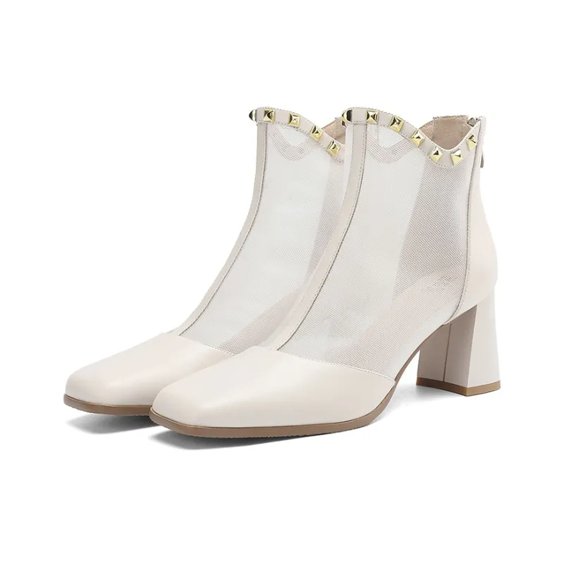 XICUNMINGWU Ankle Boots Women's Ecru-2