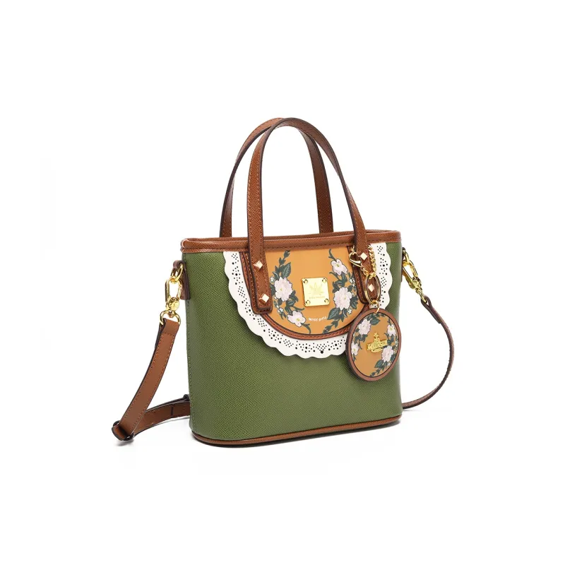 MISS GAIL Synthetic Leather Handbag Regular Women's Green/Yellow-8