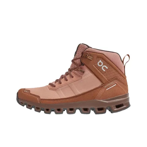On Cloudridge Anti Slip Wear Resistant High Top Hiking Shoes Women's Brown