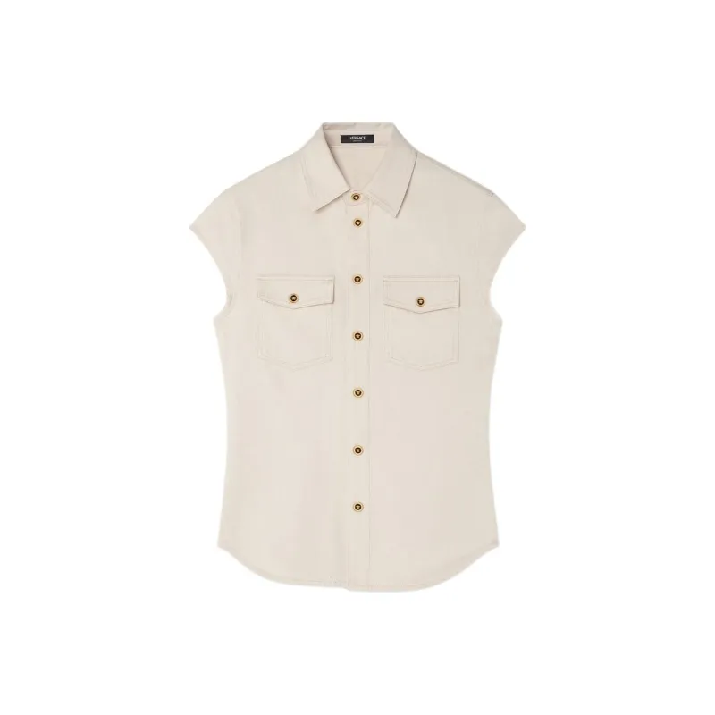 VERSACE Sleeveless Denim Shirt-0