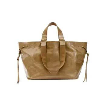 ISABEL MARANT Shiny Cow Leather Tote Bag, Shopping Bag, Shoulder Bag, Handbag Women's Camel