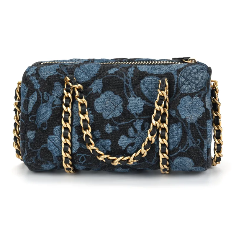 CHANEL Denim Bowling Bag, Shoulder Bag, Crossbody Bag, Handbag Women's Charcoal Black & Blue-2