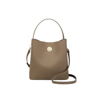 Bullrun Cow Leather Bucket Bag, One Shoulder Handbag Regular Women's Elephant Gray