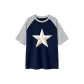 Navy Blue & White Heather Gray