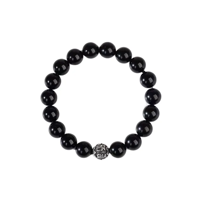 JINGCHENGGOU Natural Obsidian Bracelets Unisex-0